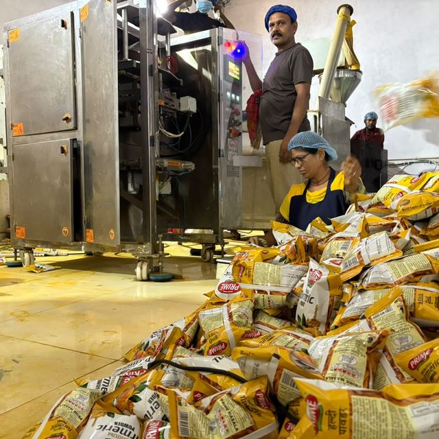 Turmeric powder packs coming off the line
